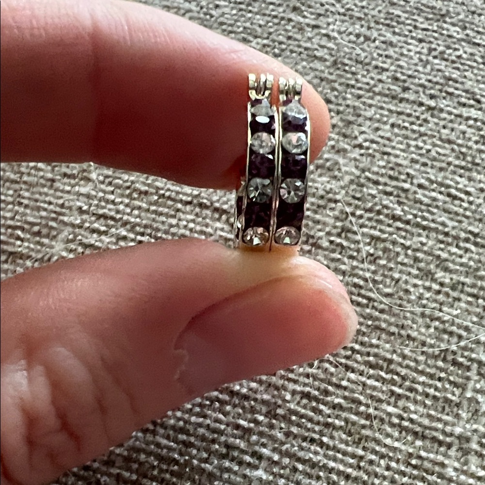 Elegant Silver and Purple Hoop Earrings